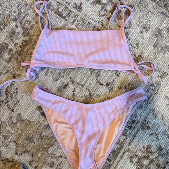 Madewell Other - Women’s Madewell Light Pink Ribbed Bikini Set